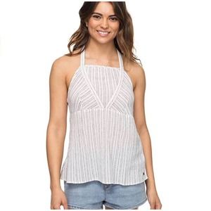 Roxy I Feel Sea White & Black Stripe Halter Top NWT